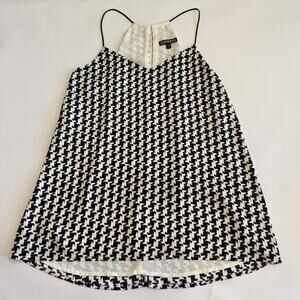 Express Women’s Halter Tank Top Black White Houndstooth Medium (A0135)